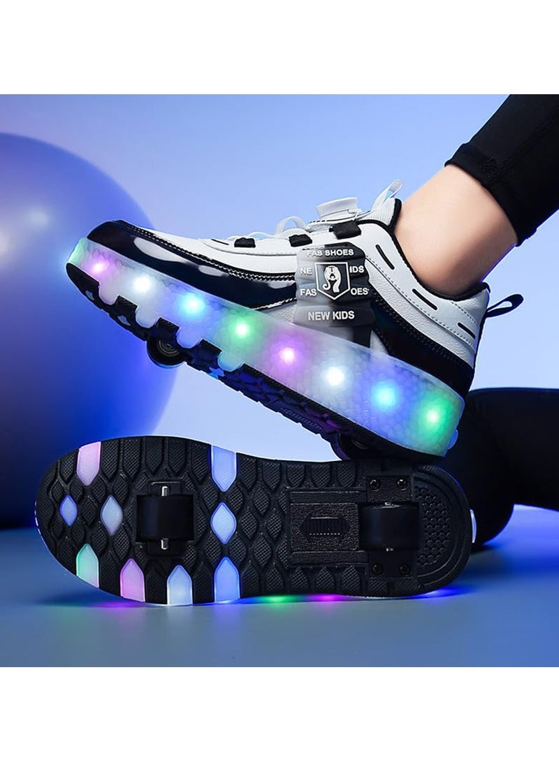 TAPIT Roller Skates Kids Roller Shoes Boys Girls Sneakers with Wheels Flashing Sport Sneaker Rechargeable Roller Skates Children's Gift (E) - Image 4