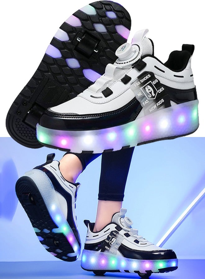 TAPIT Roller Skates Kids Roller Shoes Boys Girls Sneakers with Wheels Flashing Sport Sneaker Rechargeable Roller Skates Children's Gift (E) - Image 1