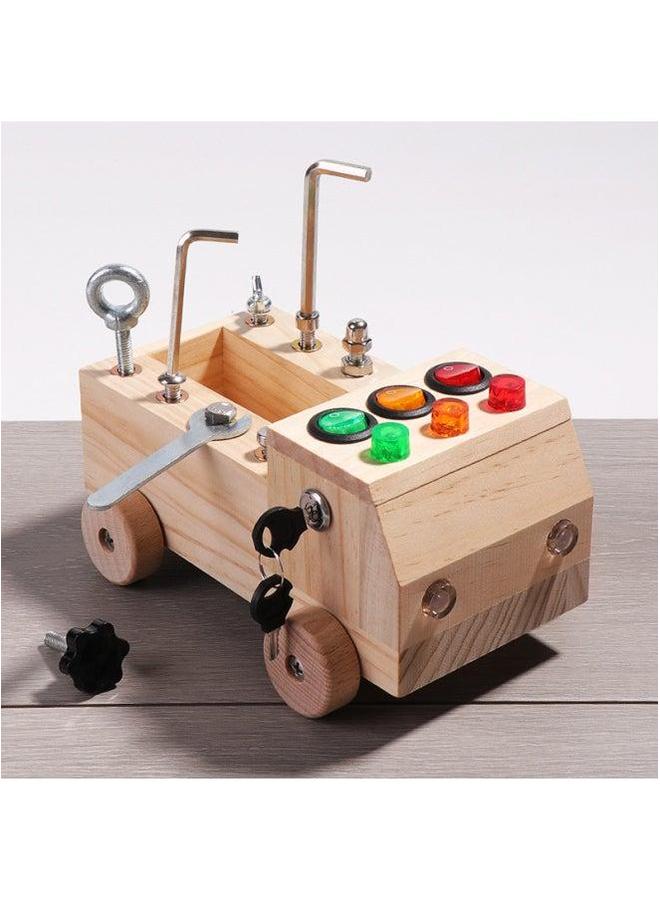 Children's Wooden Led Switch Busy Board Assembly Disassembly Screwdriver Tool Car Montessori Early Education Intelligence Toys-Color:Sound And Light Electronic Backpack 0.4kg - Image 5