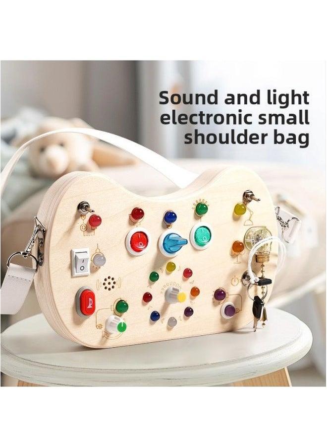 Children's Wooden Led Switch Busy Board Assembly Disassembly Screwdriver Tool Car Montessori Early Education Intelligence Toys-Color:Sound And Light Electronic Backpack 0.4kg - Image 1