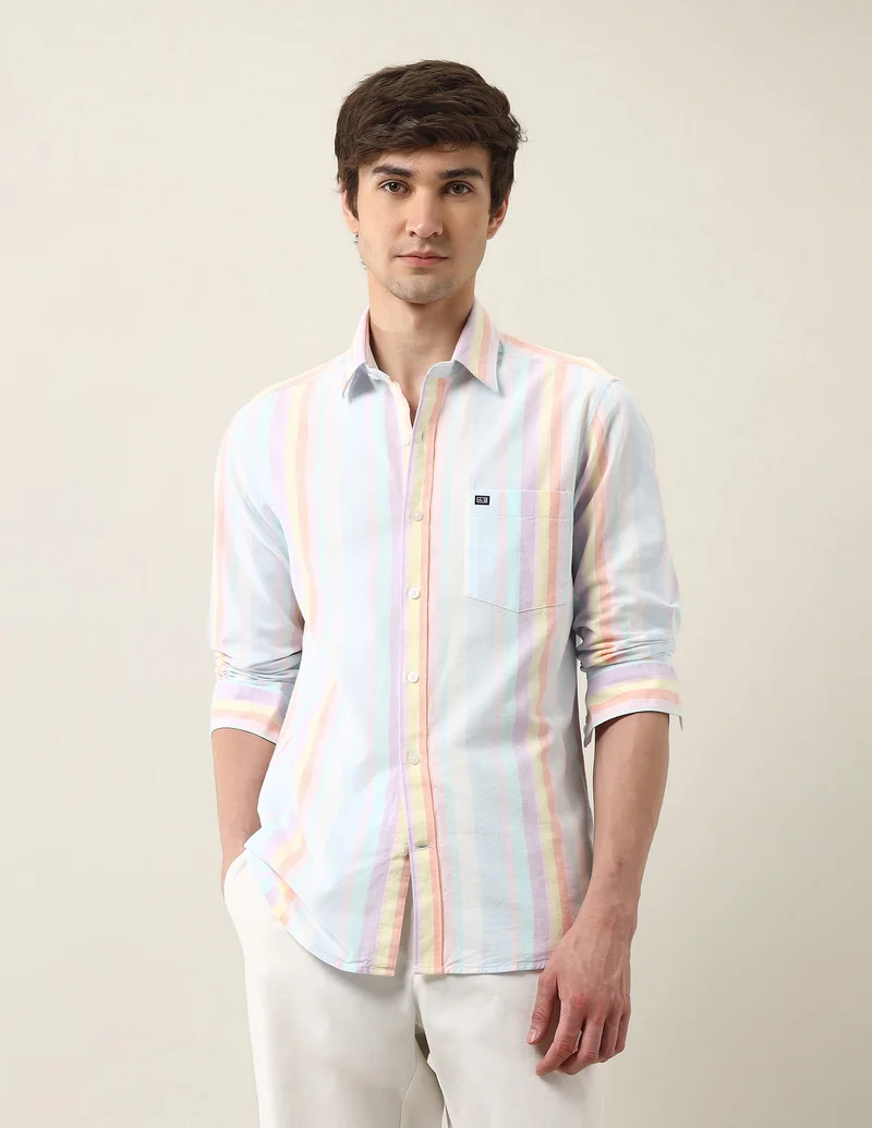 Vertical Striped Slim Fit Air Soft Shirt