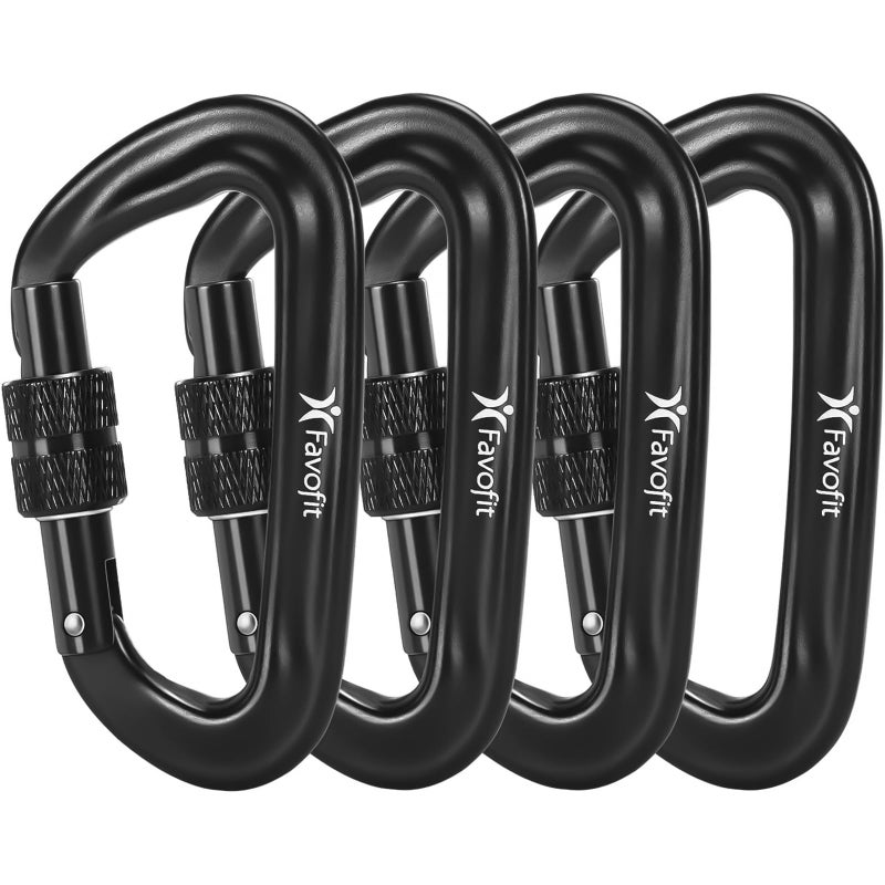 Favofit Heavy Duty Locking Carabiner Clips - Favofit 12KN (2697 lbs) Clips 3.2'' Small D Ring for Camping Hammock Hiking Dog Leashes Keys Keychains - Perfect for Outdoor Enthusiasts  - Image 1