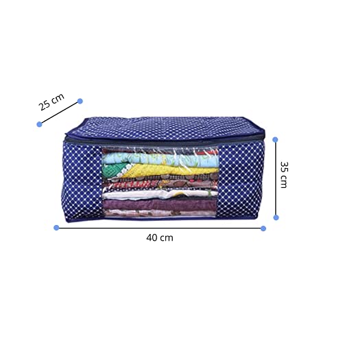 MBW Saree Covers with zip, Clothes Organiser for Wardrobe, Saree Organizer for Wardrobe, Clothes Storage Bag, Saree Bags Storage, Saree Cover, Cotton Saree Covers for Storage (Navy Blue - Pack of 1) - Image 2