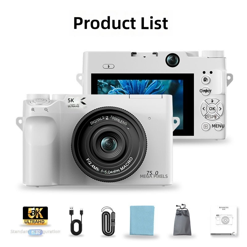 Cross-Border 5K Retro Mirrorless Camera for Students - HD Beauty Dual-Camera Selfie Digital Camera - Image 4