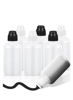 6-Pack 2 Ounce Empty Paint Dabber Bottles with Sponge Tip Applicators - Refillable Graffiti Marker Mops for Wood, Plastic, and Cloth - Black and White Squeeze Dauber Set.