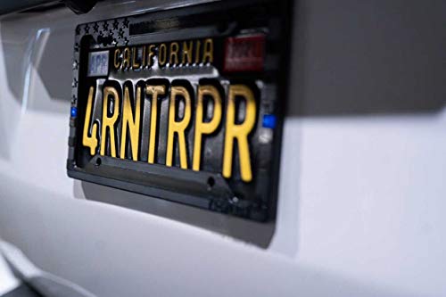 TACTILIAN American Flag License Plate Frame - Subdued 3D Embossed USA Flag in Black Gloss on Matte Finish for Car, Truck or SUV (Thin Blue Line) - Image 2