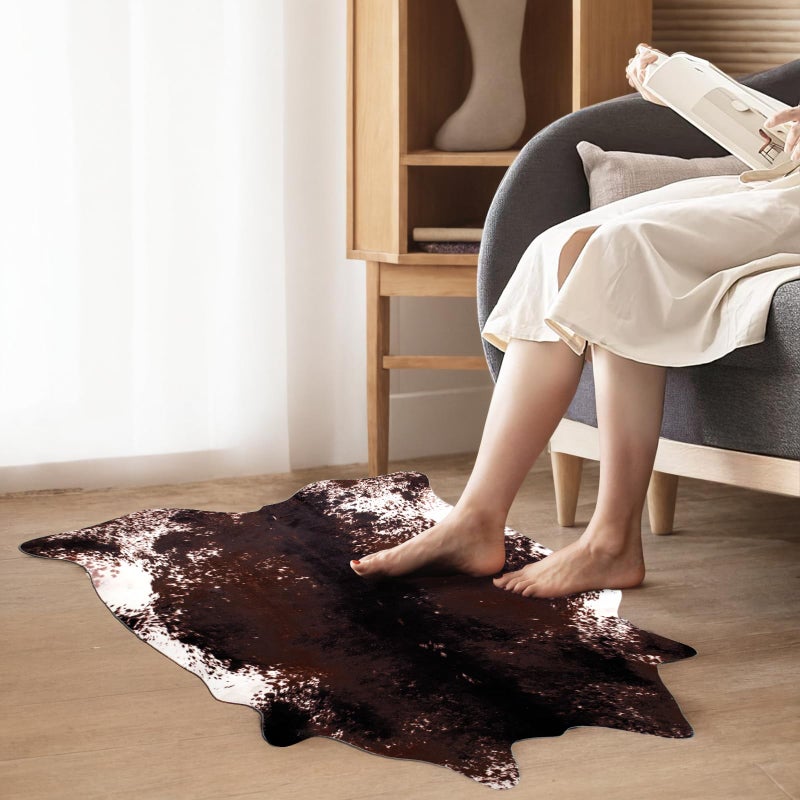 MACEVIA Faux Cowhide Rug Cute Cow Print Rugs Animal Area Carpet Western Decor for Living Room Bedroom Non-Slip 43.3" L x 29.5" W(3.6ft x 2.4ft) - Image 5