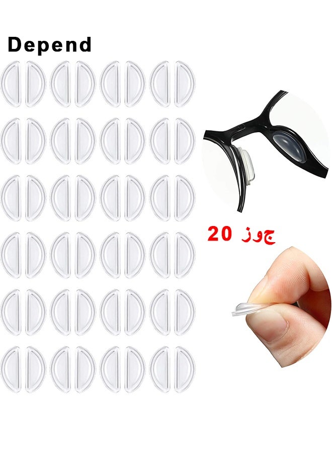 Depend 20 Pairs Eyeglass Nose Pads, Soft Silicone Adhesive Glasses, Anti-Slip Heighten Air Chamber Nose Pads, Design More Soft And Comfortable For Full Plastic Frames, Eyeglasses, Sunglasses - Image 1