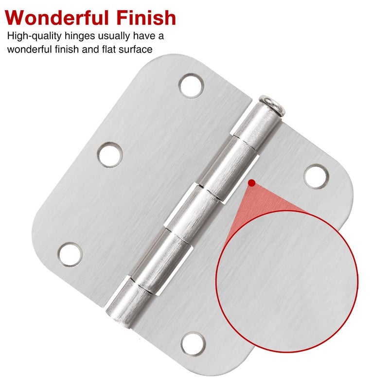 JIW 3 Pack Nickel Door Hinges Brushed Nickel 3 1/2 Interior Door Hinges Satin Nickel 3.5 Inch with 5/8 - Image 5