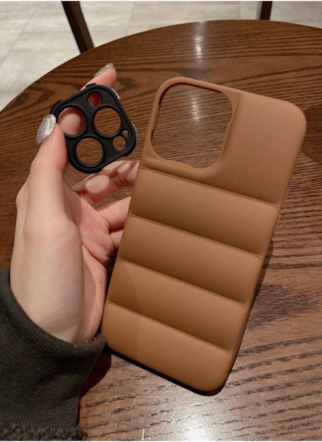 VR CREATIVE - Brown Puffer Jacket Case (Matte) for Apple Iphone 13 Pro Max - Image 1