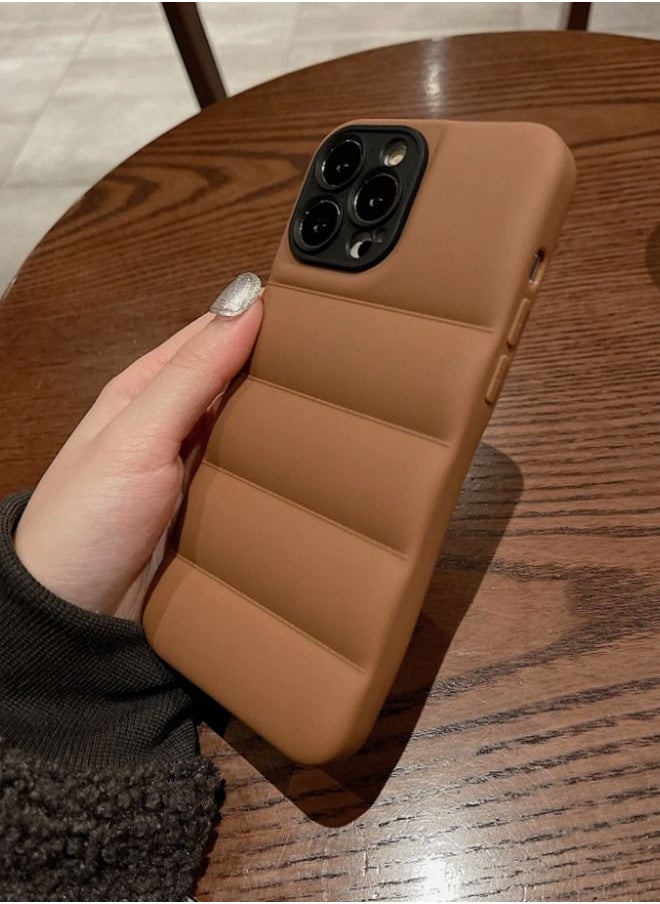VR CREATIVE - Brown Puffer Jacket Case (Matte) for Apple Iphone 13 Pro Max - Image 1