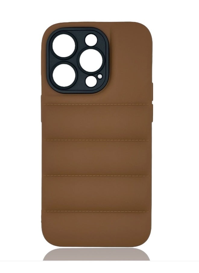 VR CREATIVE - Brown Puffer Jacket Case (Matte) for Apple Iphone 13 Pro Max - Image 1