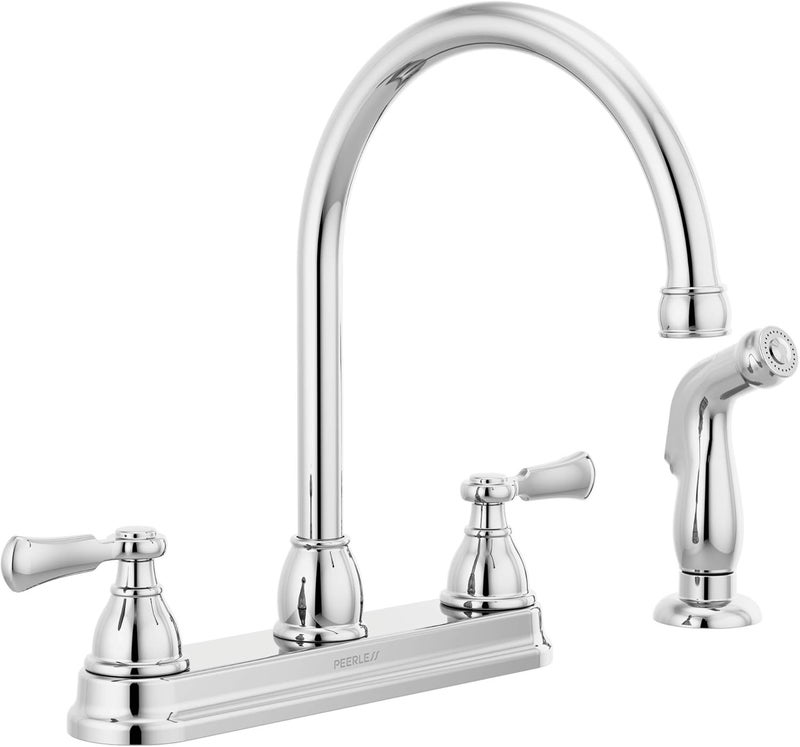 Peerless P2865LF Elmhurst TwoHandle Kitchen Faucet with Spray DeckMount Chrome - Image 1