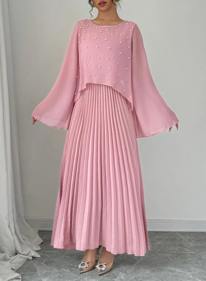 Take Two Take Two Pink Embellished Pleated Maxi Dress