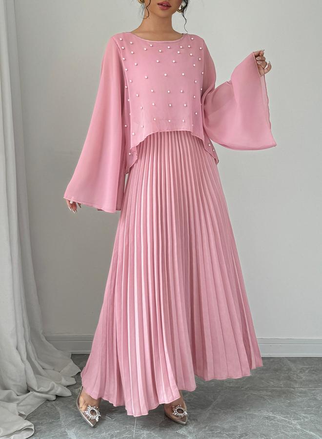 Take Two Pink Embellished Pleated Maxi Dress - Image 3