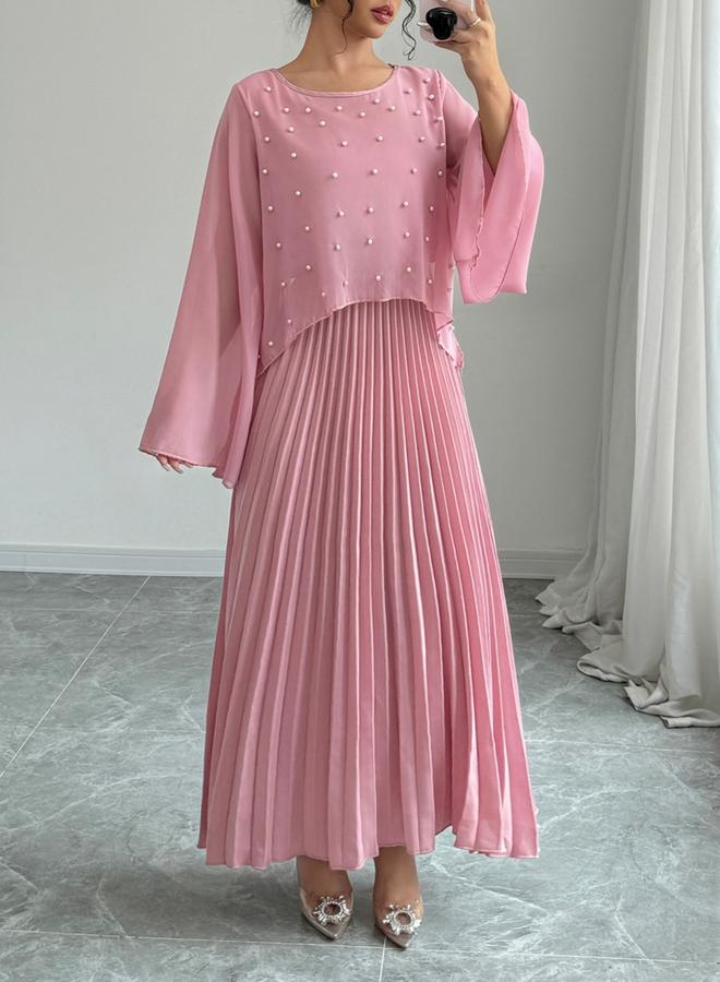 Take Two Pink Embellished Pleated Maxi Dress - Image 5