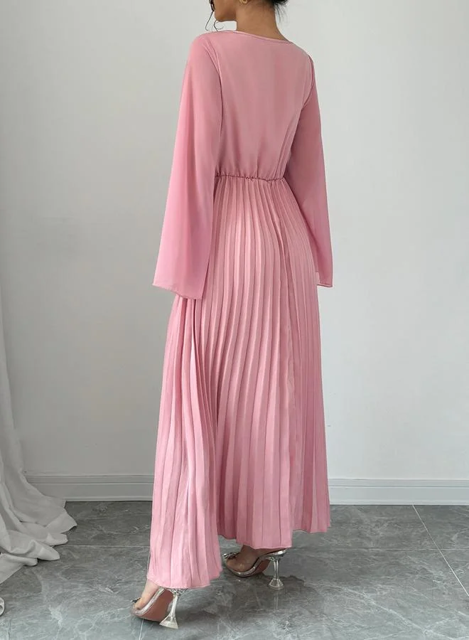 Take Two Take Two Pink Embellished Pleated Maxi Dress