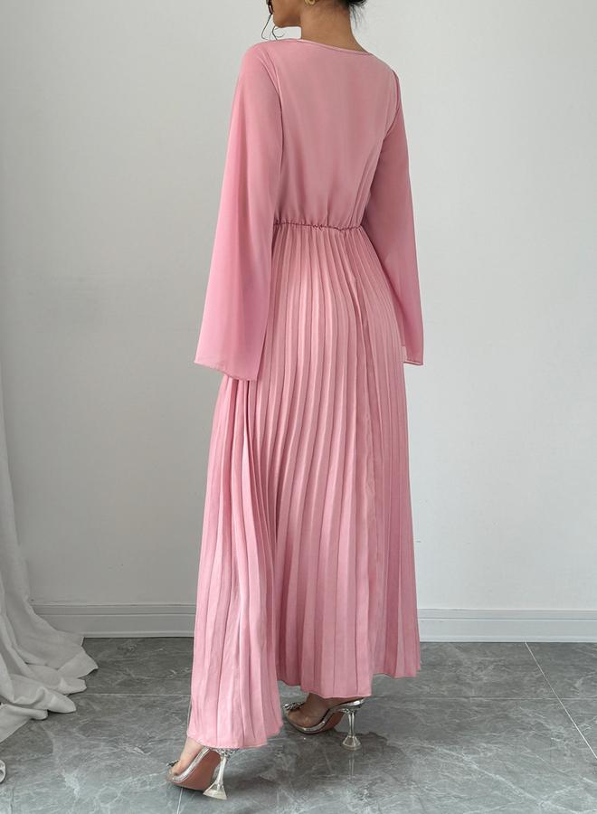Take Two Pink Embellished Pleated Maxi Dress - Image 2
