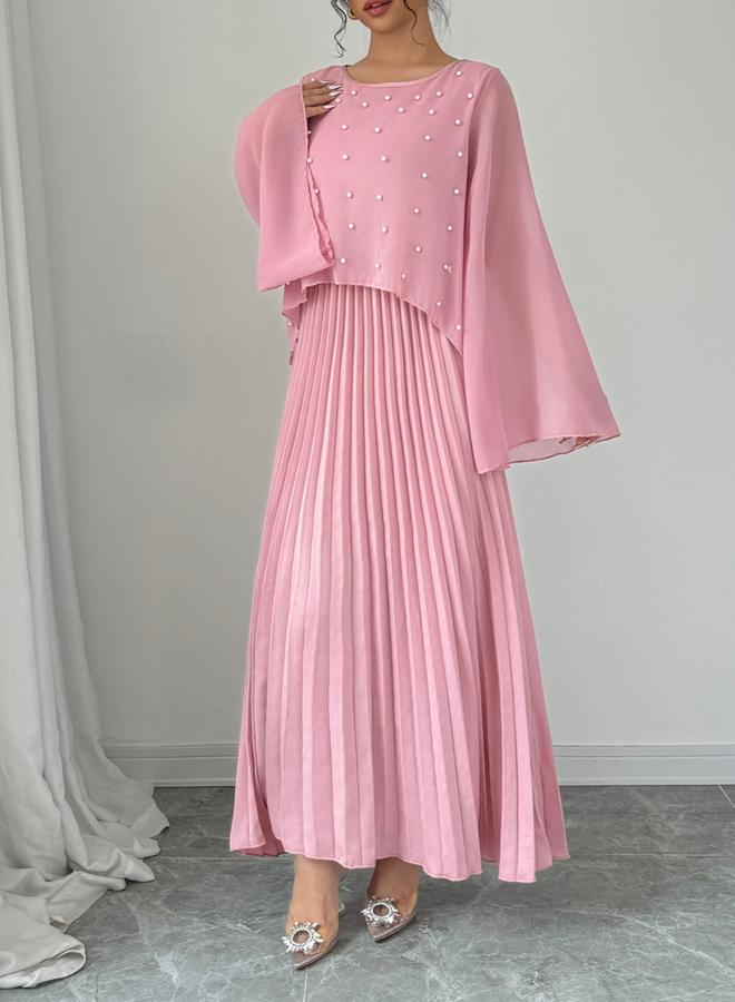 Take Two Pink Embellished Pleated Maxi Dress - Image 4