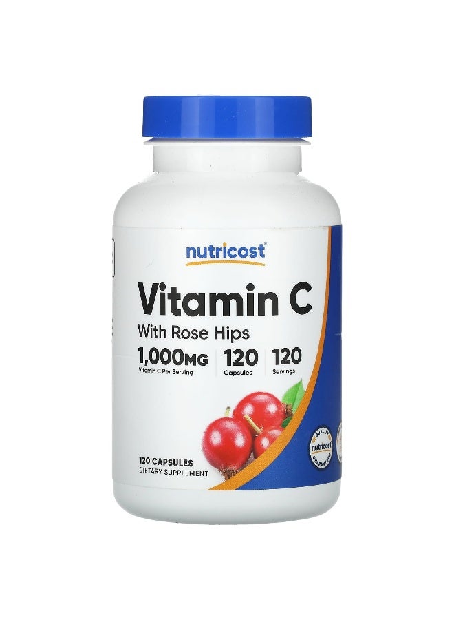Nutricost, Vitamin C With Rose Hips, 1,000 mg, 120 Capsules (Packaging may vary) - Image 1