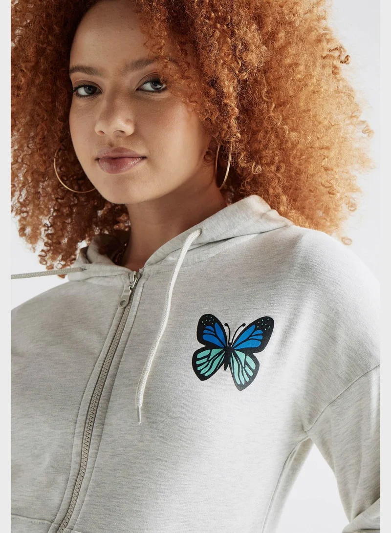 FAV Printed Pocket Detail Hoodie