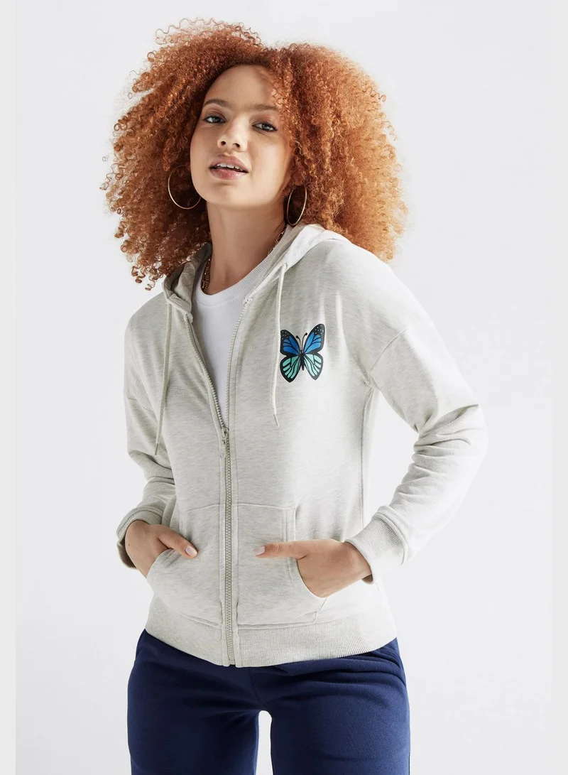 FAV Printed Pocket Detail Hoodie