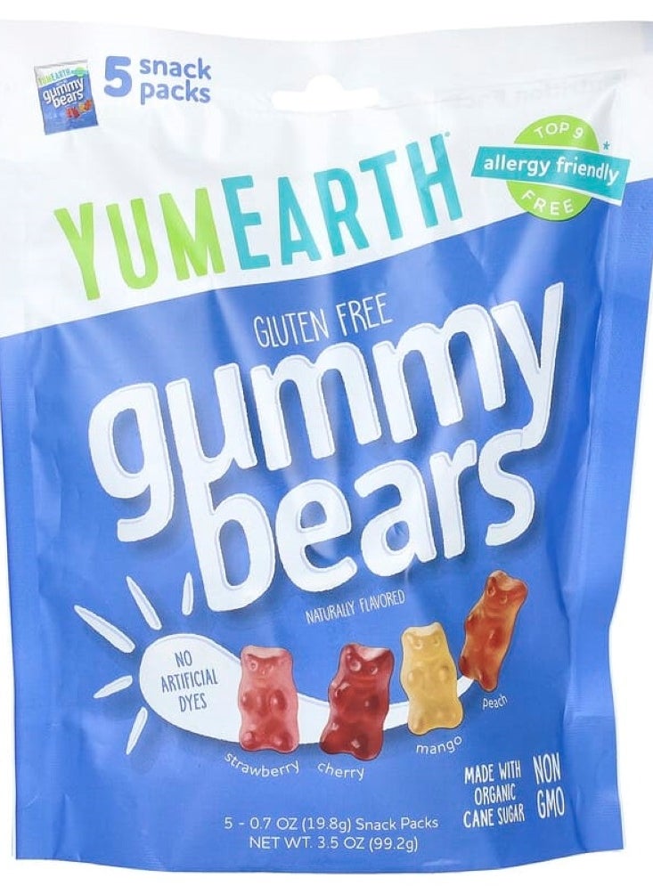 Yumearth, Gluten Free Bears Chewables, Strawberry, Cherry, Mango, Peach, 5 Snack Bags, 0.7 oz (19.8 g) - pzsku/Z6EDB0924F084D2910860Z/45/_/1727147190/b3a8095c-1d49-4ba1-846f-099f80052fd8