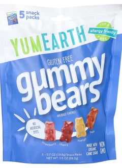 YumEarth Yumearth, Gluten Free Bears Chewables, Strawberry, Cherry, Mango, Peach, 5 Snack Bags, 0.7 oz (19.8 g) 