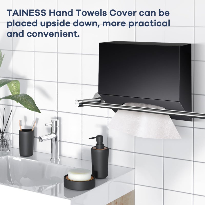 TAINESS Acrylic Hand Towel Box Cover Compatible with Kleenex Disposable Hand Towels Wall-Mounted Paper Towel Dispenser Suitable for Tabletop, Bathroom, Car, and Office Use Valentine's Day Gifts (Black) - Image 3