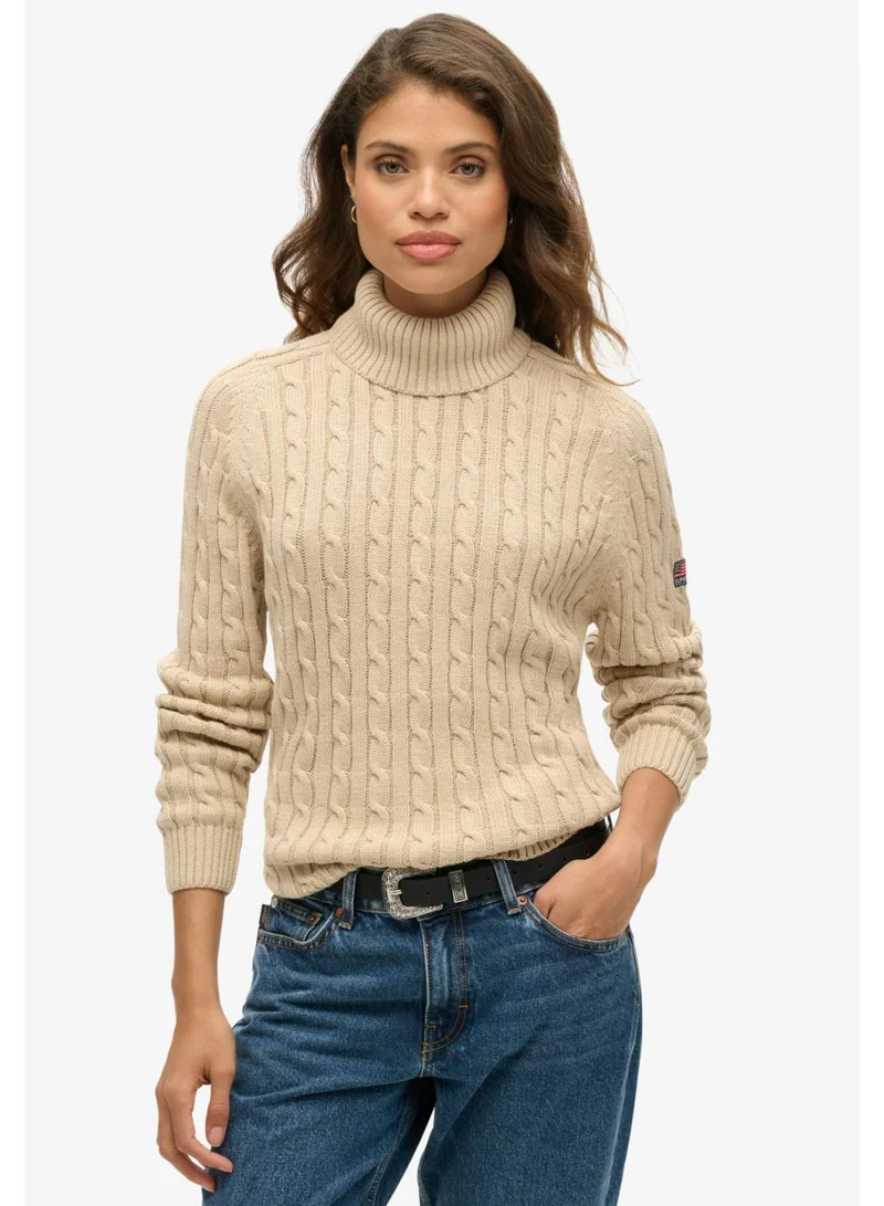 سوبر دراي Slouchy Cable Roll Neck Jumper