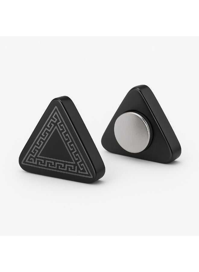 Earss Men's Triangle Magnetic Studs | Matte Black Stainless Steel Clip-On Studs | Strong Magnet | No Piercing | Anti-Allergy Nickel-Free | Premium USA Design | Stylish Men’s Accessory - Image 1