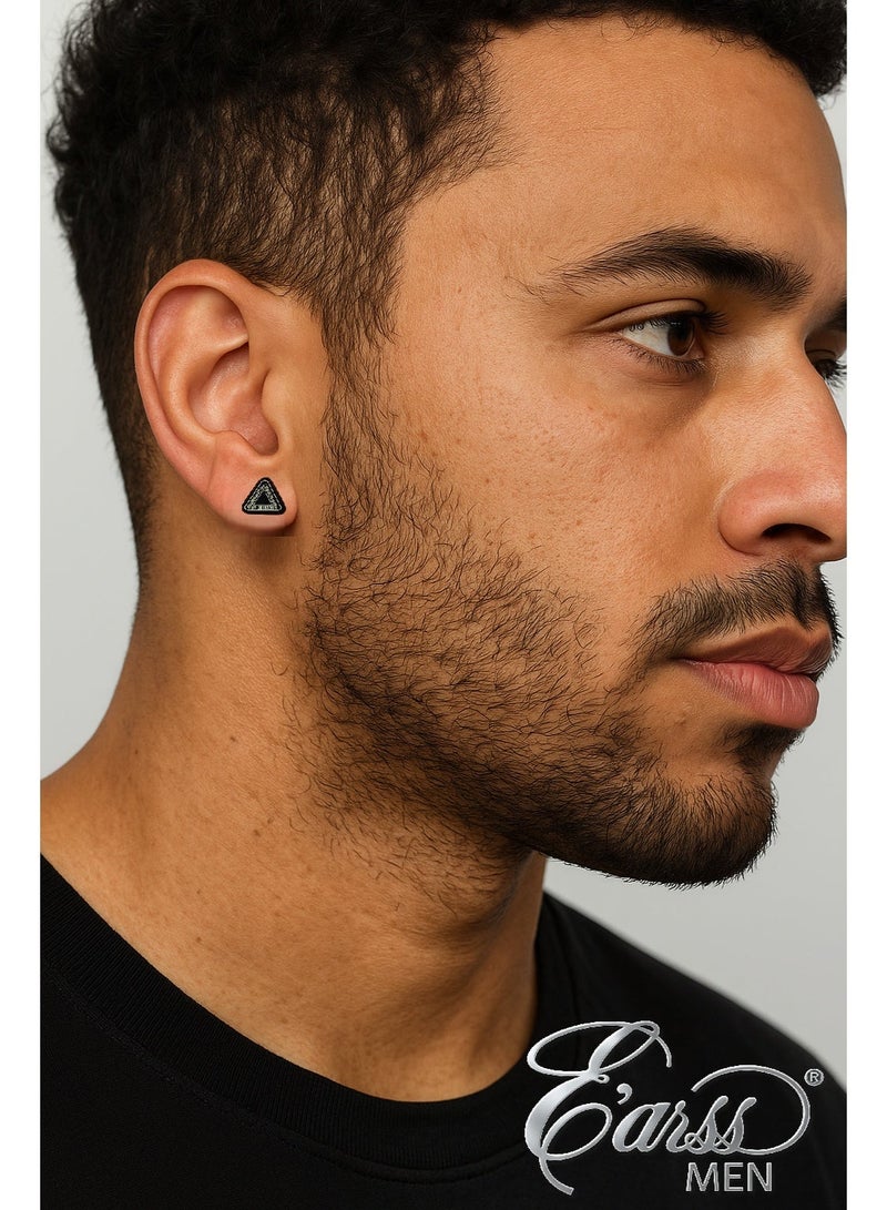Earss Men's Triangle Magnetic Studs | Matte Black Stainless Steel Clip-On Studs | Strong Magnet | No Piercing | Anti-Allergy Nickel-Free | Premium USA Design | Stylish Men’s Accessory - Image 5