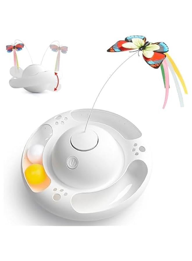Arabest Interactive Electric erfly Cat Toy with Bell Track Balls for Indoor Exercise in Bright White Color, Requires 3 AA Batteries. - Image 1