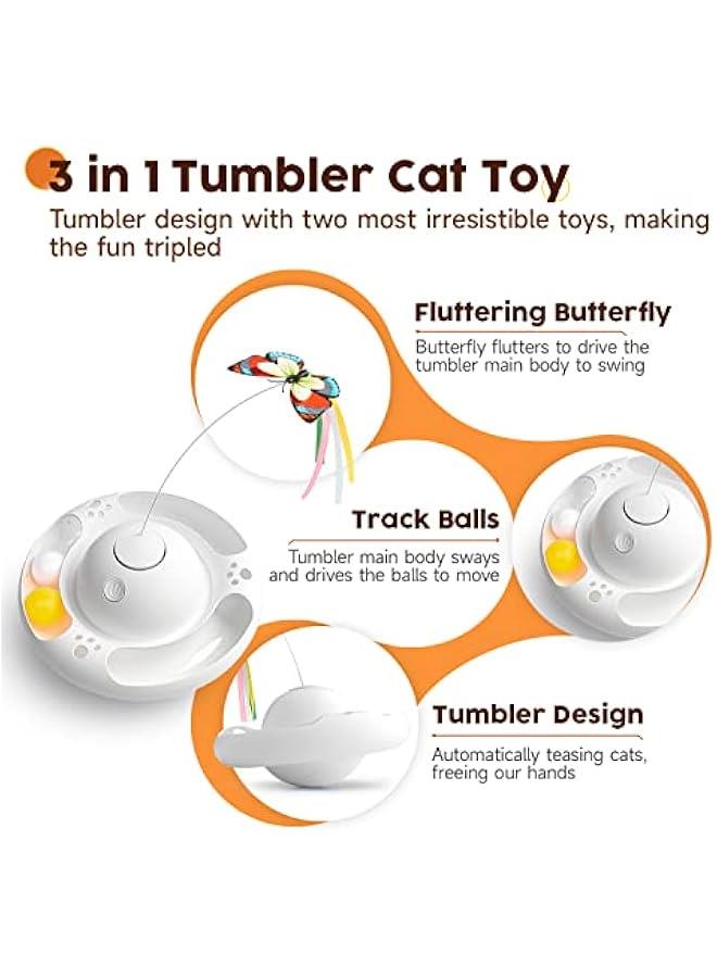 Arabest Interactive Electric erfly Cat Toy with Bell Track Balls for Indoor Exercise in Bright White Color, Requires 3 AA Batteries. - Image 2