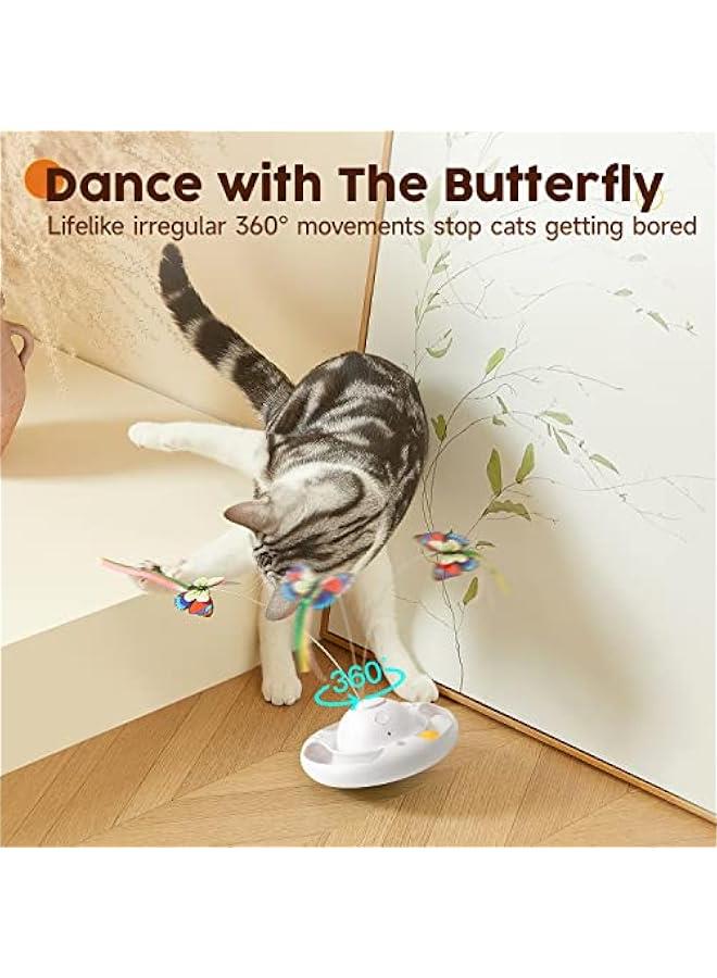 Arabest Interactive Electric erfly Cat Toy with Bell Track Balls for Indoor Exercise in Bright White Color, Requires 3 AA Batteries. - Image 3