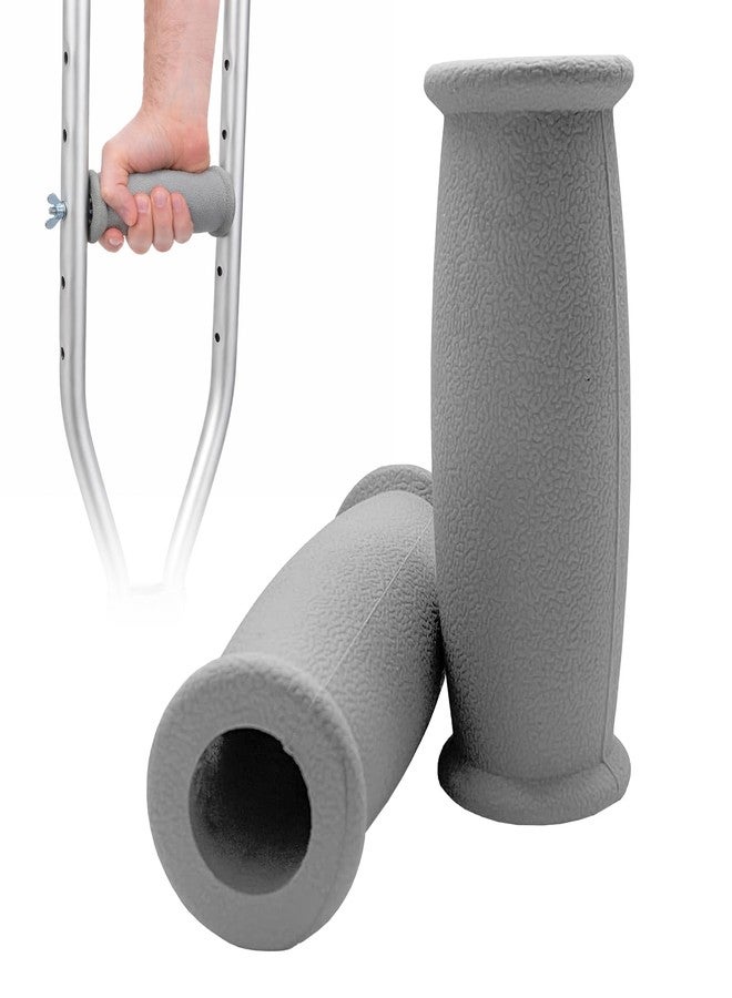 MESINURS Crutch Solid Hand Grip, Replacement Cane Crutch Handgrips, 2 Pcs, Gray - Image 1