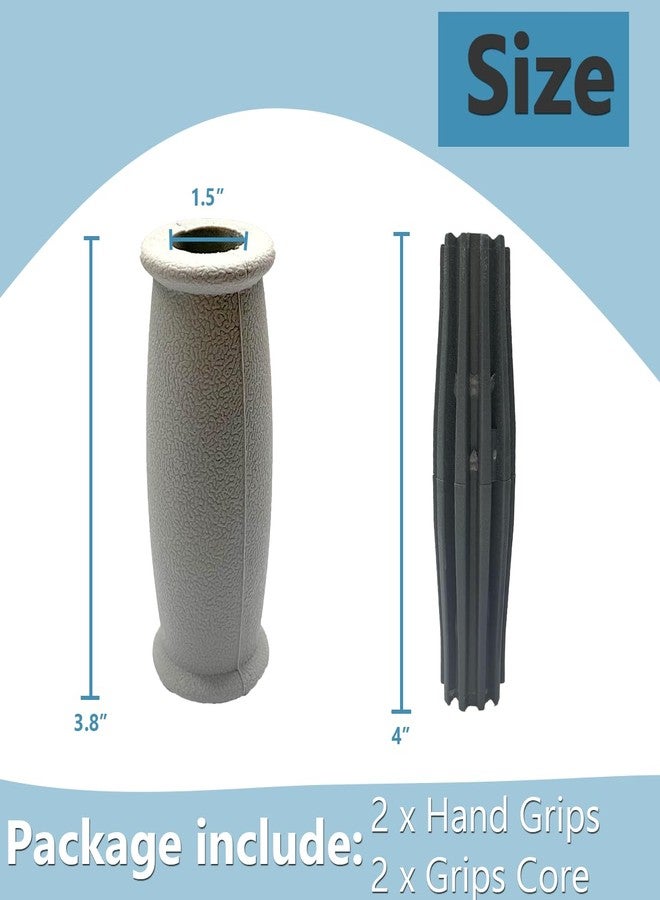 MESINURS Crutch Solid Hand Grip, Replacement Cane Crutch Handgrips, 2 Pcs, Gray - Image 2