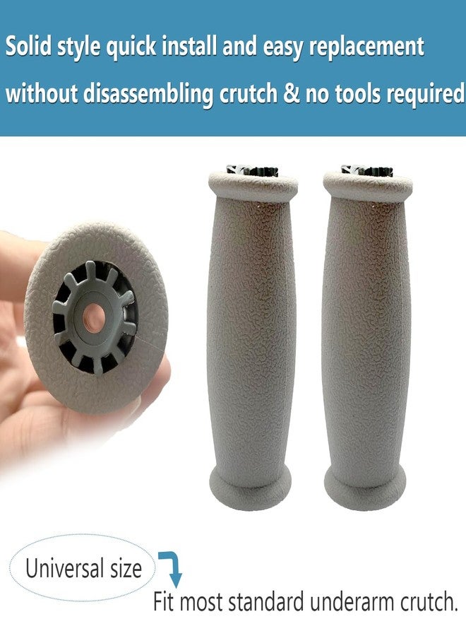 MESINURS Crutch Solid Hand Grip, Replacement Cane Crutch Handgrips, 2 Pcs, Gray - Image 4