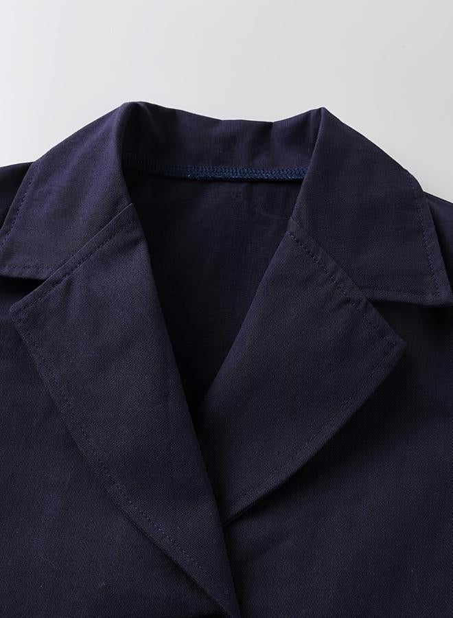 Take Two Boys Dark Blue Cotton Double-Breasted Coat - Image 3