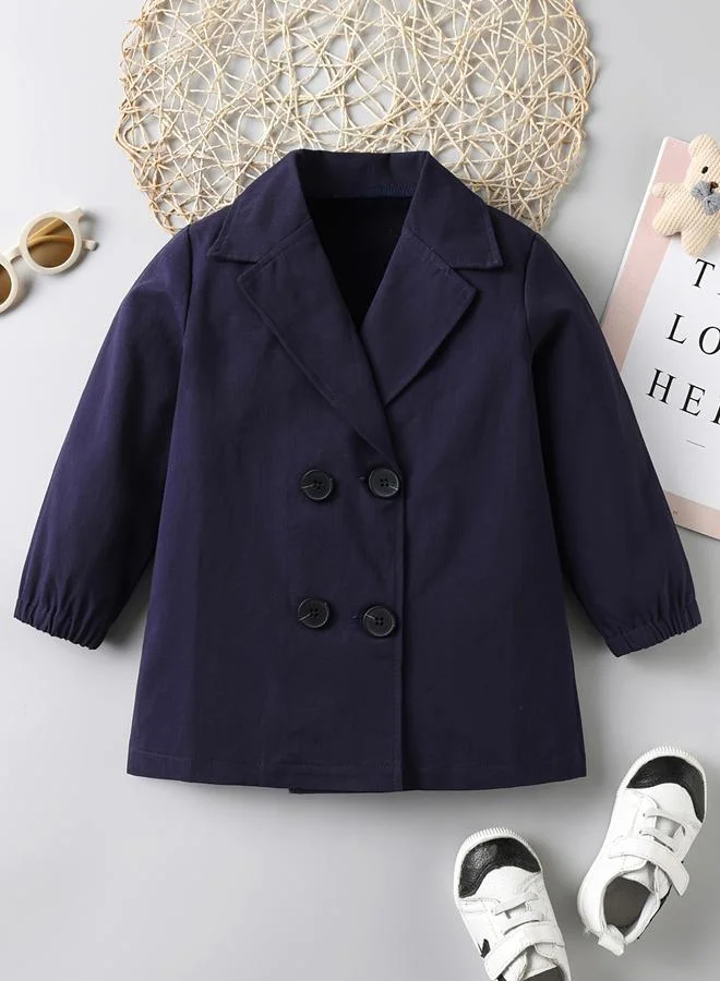 Take Two Take Two Boys Dark Blue Cotton Double-Breasted Coat
