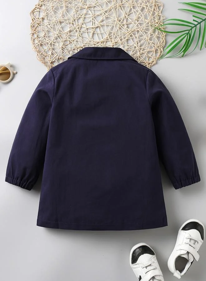 Take Two Take Two Boys Dark Blue Cotton Double-Breasted Coat