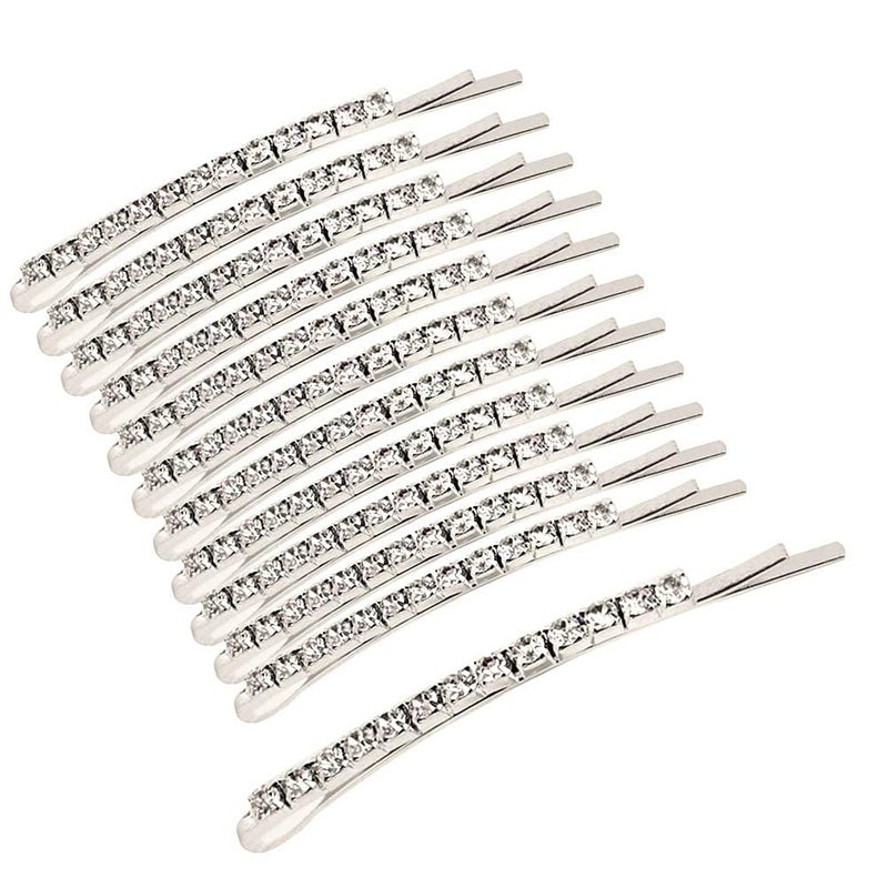 SUMAJU 12 Pieces Rhinestone Bobby Pins, Silver Metal Hair Clips Diamond Bobby Pins Crystal Hair Pin for Prom Bridal Wedding Hair Accessories Gift Stocking Stuffers for Women Girls - Image 1