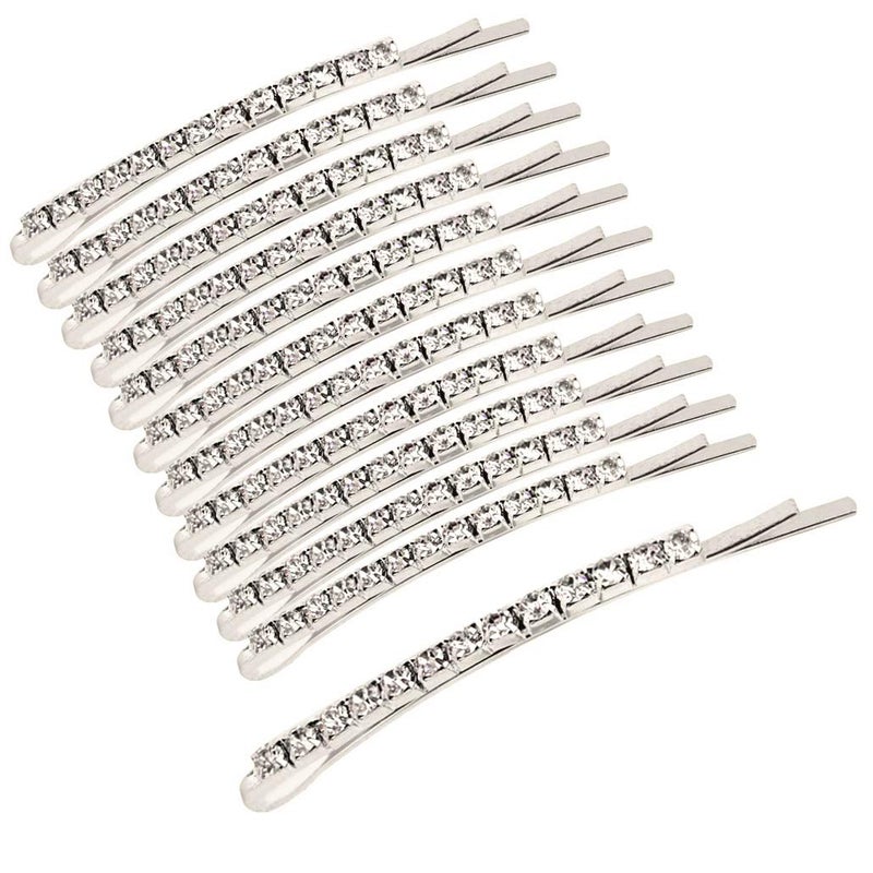 SUMAJU 12 Pieces Rhinestone Bobby Pins, Silver Metal Hair Clips Diamond Bobby Pins Crystal Hair Pin for Prom Bridal Wedding Hair Accessories Gift Stocking Stuffers for Women Girls - Image 3