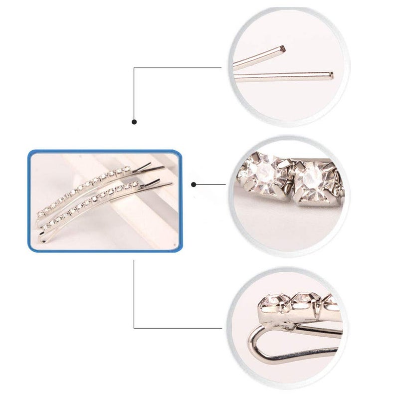 SUMAJU 12 Pieces Rhinestone Bobby Pins, Silver Metal Hair Clips Diamond Bobby Pins Crystal Hair Pin for Prom Bridal Wedding Hair Accessories Gift Stocking Stuffers for Women Girls - Image 2