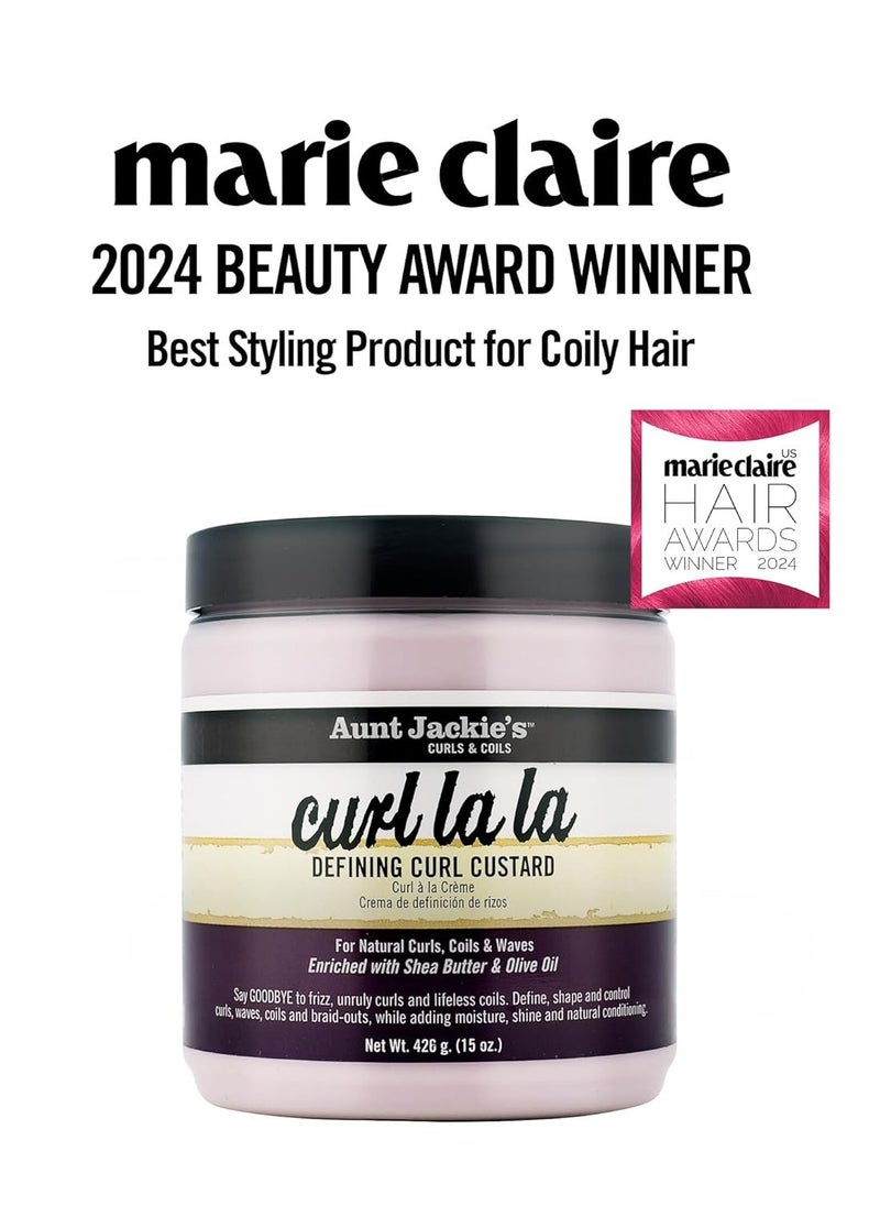 Aunt Jackie's - Aunt Jackie's Curl La La, Lightweight Curl Defining Custard, Enriched with Shea Butter & Olive Oil, Basic, 15 Ounce 426g - Image 1