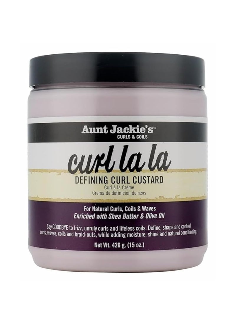 Aunt Jackie's - Aunt Jackie's Curl La La, Lightweight Curl Defining Custard, Enriched with Shea Butter & Olive Oil, Basic, 15 Ounce 426g - Image 1