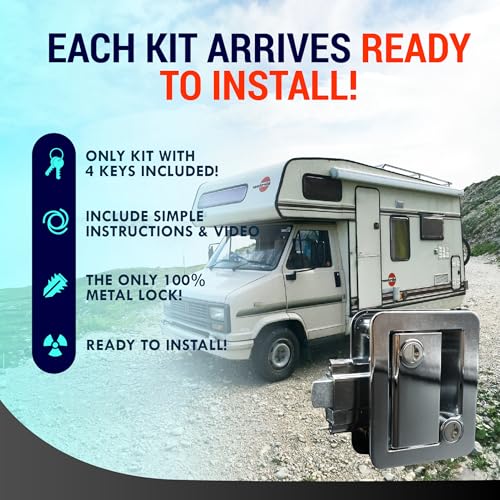 LATCH.IT Chrome RV Door Latch | 2 Keyed Alike RV Door Locks for Travel Trailers | 100% Metal Camper Door Lock w/ 4 Keys | Easy-to-Install & Fits Most! - Image 4