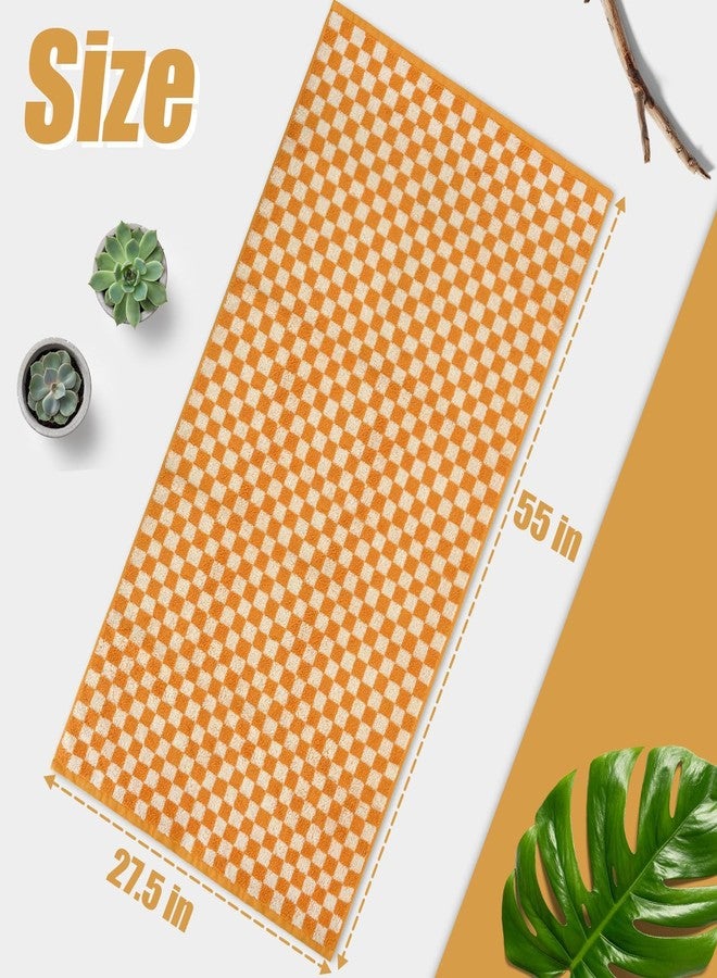 Jacquotha Orange Shower Towels for Bathroom Set of 2, Cotton Bath Towel Drying Body Hand Face Luxury 480 GSM Medium Thickness (Checkered), Fall Decor - Image 2