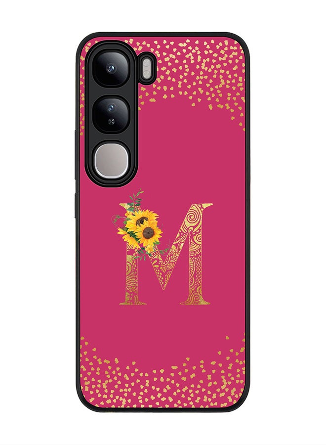 Stylizedd For vivo V40 Lite Case,Slim fit Camera Protection, Shockproof Thin Phone cover - Custom Floral Monogram - M ( Deep Pink ) - Image 1