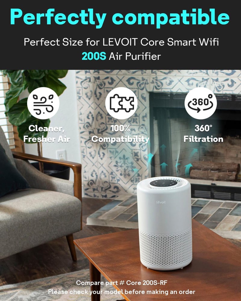 Leemone Core 200S Replacement Filter for LEVOIT Core 200S Smart WiFi Air Purifier, 3-in-1 H13 Ture HEPA Filters Activated Carbon Pre-Filter, Replace Part Core 200S-RF, 2 Pack - Image 2